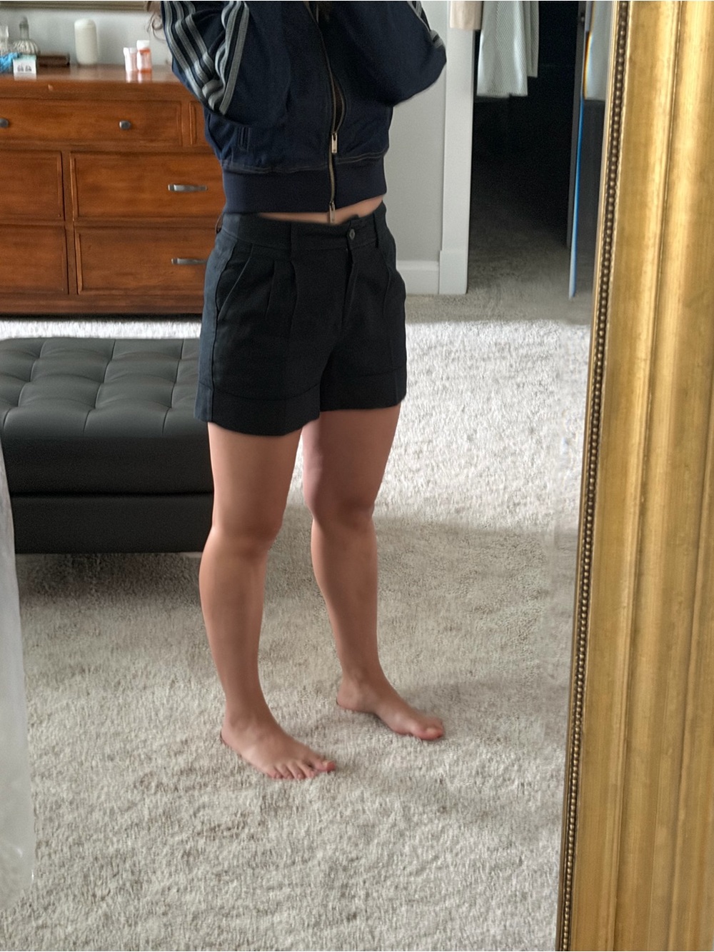 J. Crew Black and white High-Waist Pleated Tailored Shorts